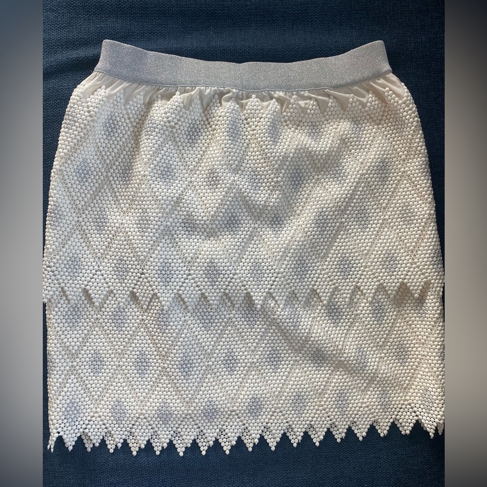 Sass & Bide white & silver mini skirt - size 6